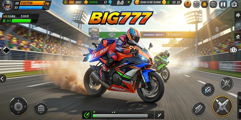 Gameplay seru dan mendebarkan dari BIG777 dengan motor balap.