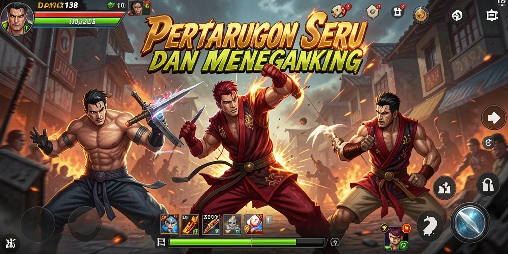 Screenshot gameplay yang menunjukkan aksi pertarungan intens di DAYA138.