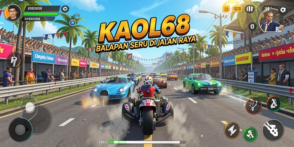 Gameplay KAOL68 saat balapan di jalan raya yang menegangkan.