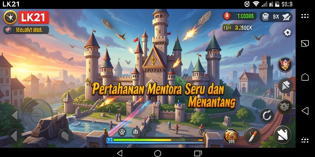 Tangkapan layar menampilkan pertarungan mendebarkan dalam game Tower Defense LK21.