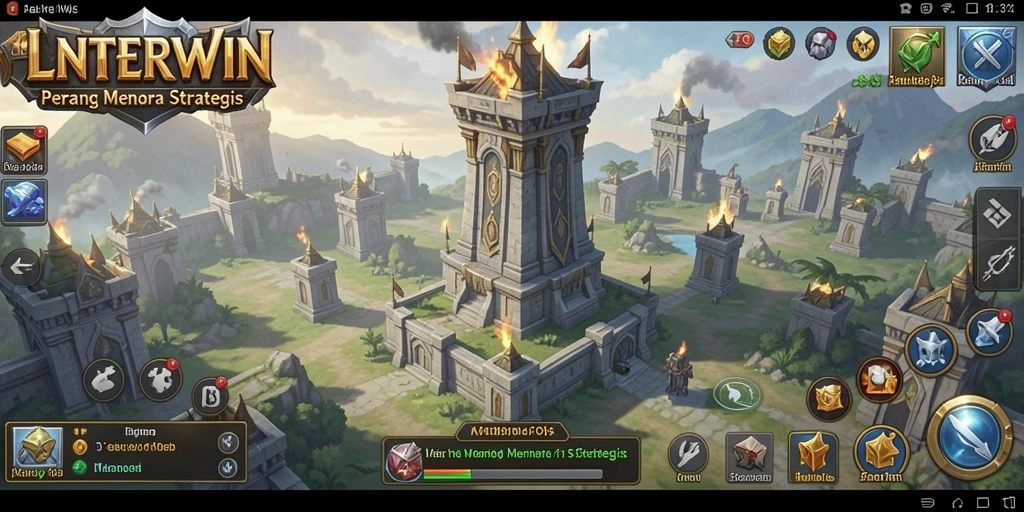 Tampilan aksi mendebarkan dalam permainan Tower Defense LNTERWIN.