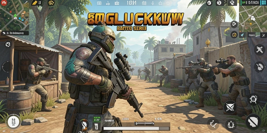 Tangkapan layar QGLUCKY menampilkan aksi seru Battle Royale.