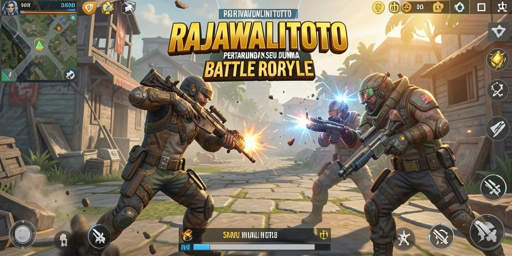 Tampilan seru gameplay RAJAWALITOTO dalam aksi Battle Royale.