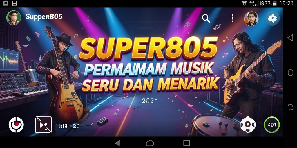 Tangkapan layar SUPER805 menampilkan pengalaman bermain musik yang seru.