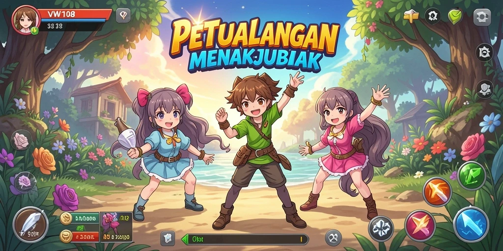 Tangkapan layar gameplay VW108 dengan visual Anime yang memukau.